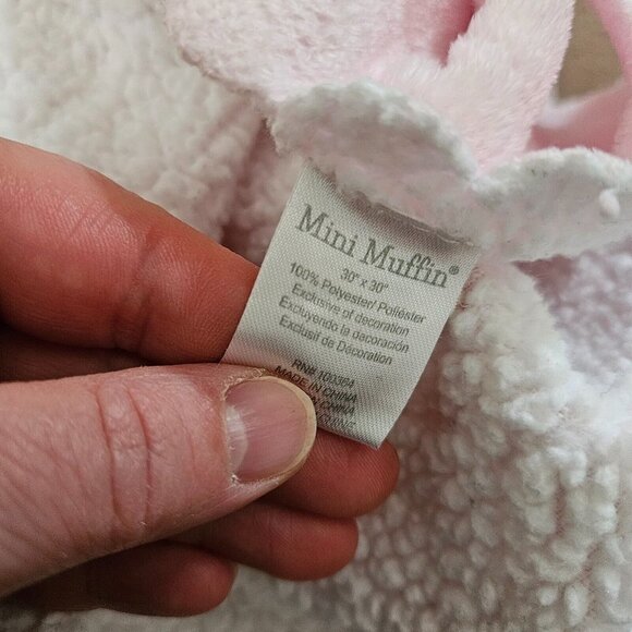 Mini Muffin Girl Baby Blanket Lovey Pink Fleece Quilted White Sherpa Soft 30x30 - Picture 2 of 6